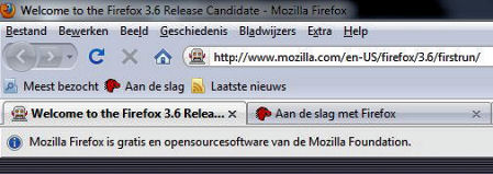 Firefox 3.6 Release Candidate 1 – detail van het scherm
