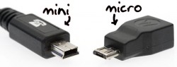 Mini en micro USB: universele lader gebruikt micro aansluiting