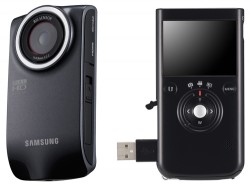 Samsung HMX-P300 (voorzijde) en HMX-P100 (achterzijde)
