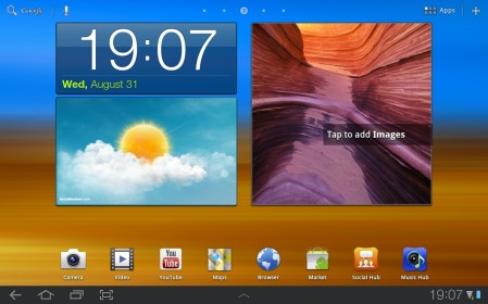 Samsung Galaxy tab 10.1 thuis scherm