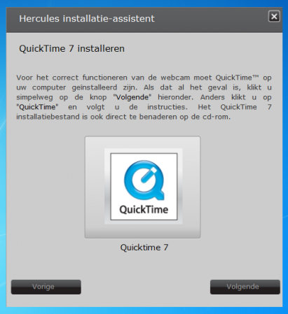 Je krijgt de kans om de nodige aanvullende software te installeren zoals QuickTime 7