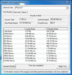 Resultaten Roadkil’s Disk Speed V2 
