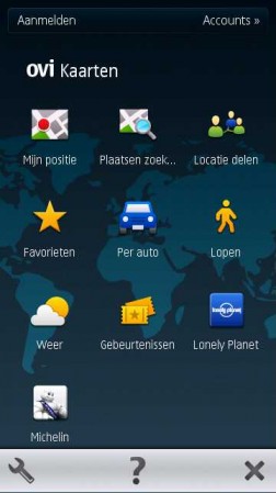 Nokia Ovi Maps Menu