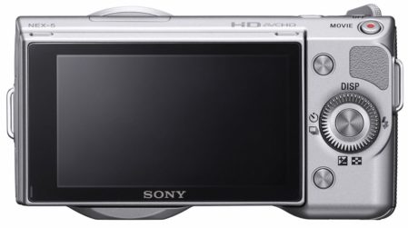 Sony NEX-5 achterzijde met bedieningsknoppen