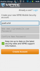 VIPRE Mobile Security account creëren