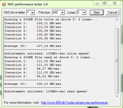Resultaten NAS performance tester 1.4 benchmark