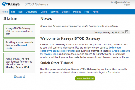 Kaseya BYOD Suite webbeheer