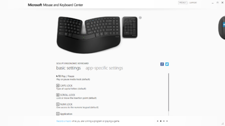 Microsoft Mouse and Keyboard Center configuratie