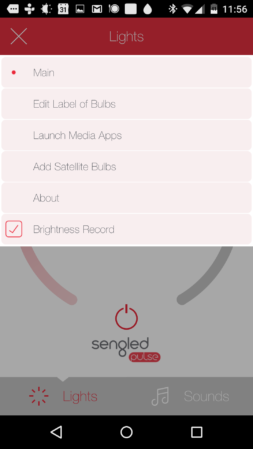 Sengled Pulse app: optiemenu Android