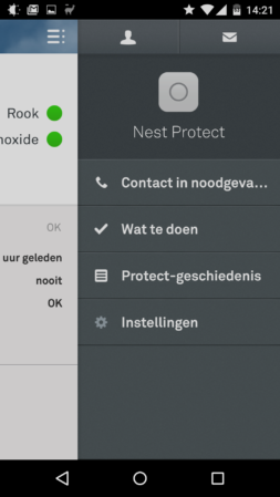 Nest Protect app menu