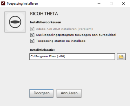 Ricoh Theta S Windows Viewer installatie