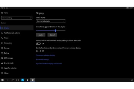 Windows Continuum Display settings