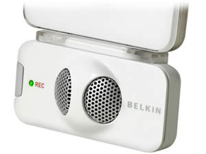 Belkin TuneTalk Stereo for iPod video gekoppeld aan een iPod