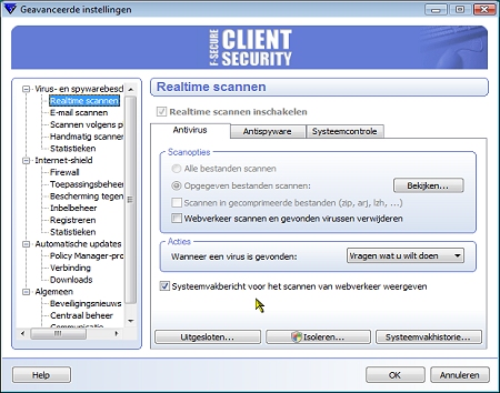 F-Secure Client Security 8 geavanceerde instellingen real-time scannen