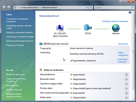 Globesoft MultiNetwork Manager 9: standaardnetwerkprofiel van Vista