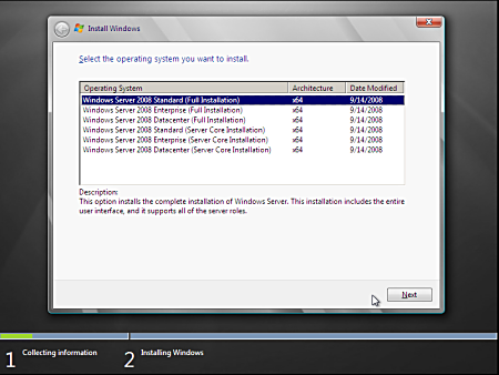 Windows Server 2008 R2 bèta beschikbare varianten