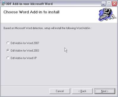 Microsoft-gesponsorde ODF add-in - installatie