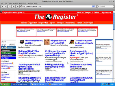 The Register in Safari 3 op Windows