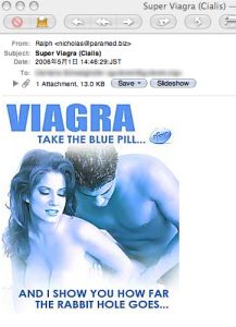 Voorbeeld van een spam mailtje voor Viagra