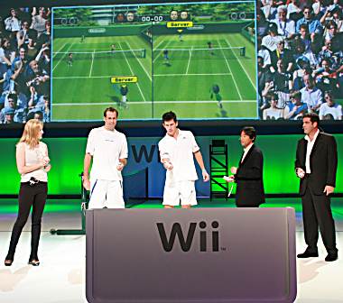 Wii Tennispartij tussen Tim Henman en Greg Rusedski