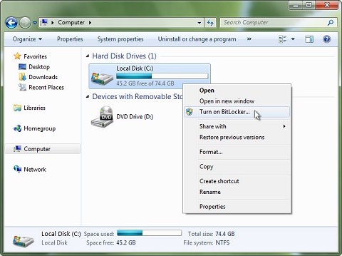 BitLocker (Enterprise of Ultimate versies) versleuteld volledige disk