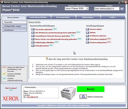 Xerox Phaser 8560 webinterface