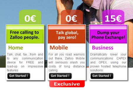 Zalloo: keuze tussen Home, Mobile en Business