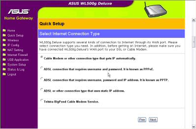 Asus Wireless Router webinterface - installatiewizard