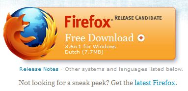 Firefox 3.6 Release Candidate 1.