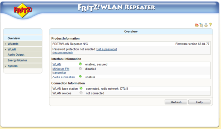 AVM Fritz!Wlan Repeater N/G Webinterface