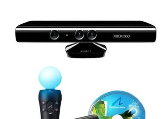 Microsoft Kinect (boven) en Sony PlayStation Move (onder)