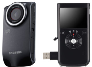 Samsung HMX-P300 (voorzijde) en HMX-P100 (achterzijde)