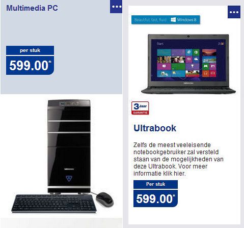 Medion desktop-pc bij Aldi BE en Medion Ultrabook bij Aldi NL