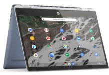 HP Chromebook x360 14a in "tent" modus